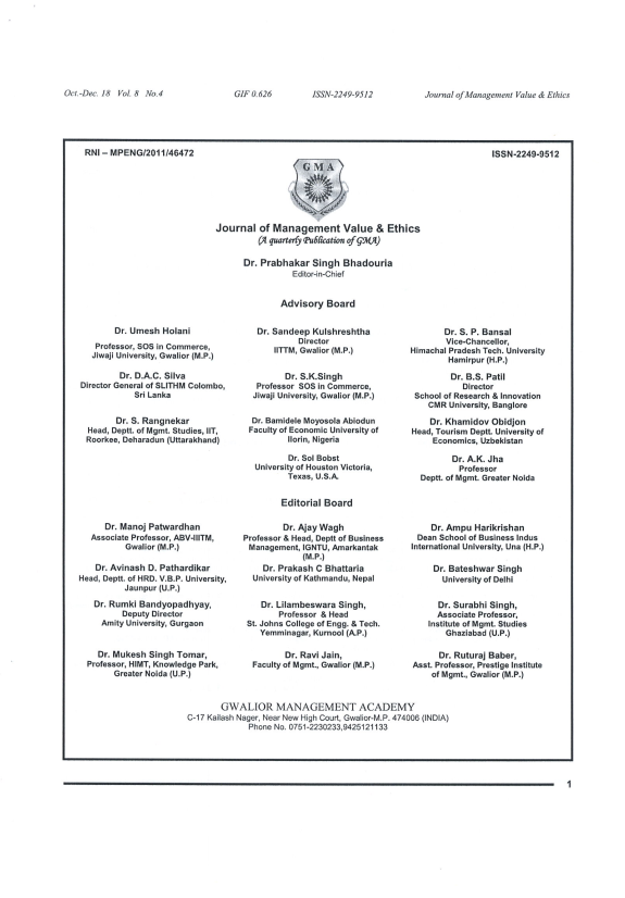 Objectives of growth of higher yeducation in human capital. // Journal of Management Value and Yethics.