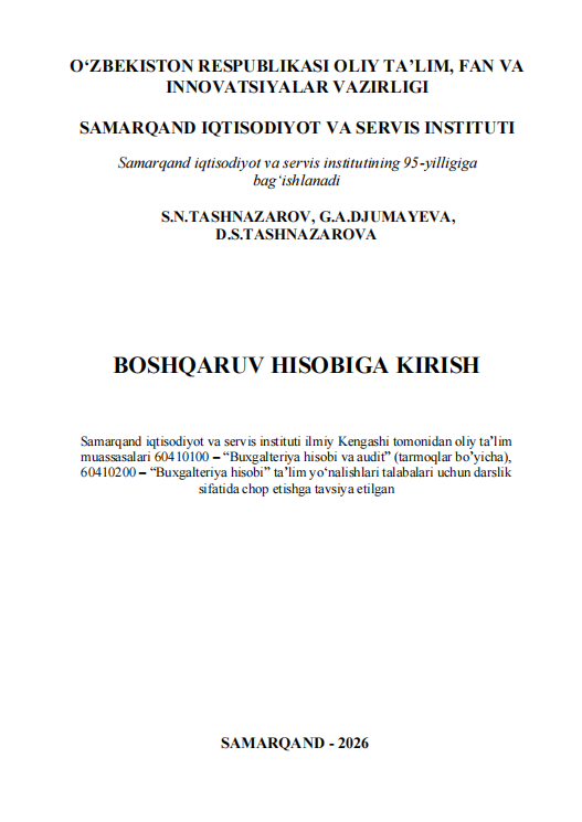 BOSHQARUV HISOBIGA KIRISH