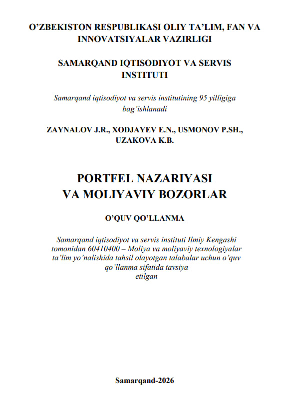 PORTFEL NАZАRIYАSI VА MOLIYАVIY BOZORLАR