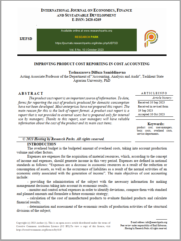IMPROVING PRODUCT COST REPORTING IN COST ACCOUNTING