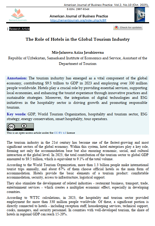 The Role of Hotels in the Global Tourism Industry