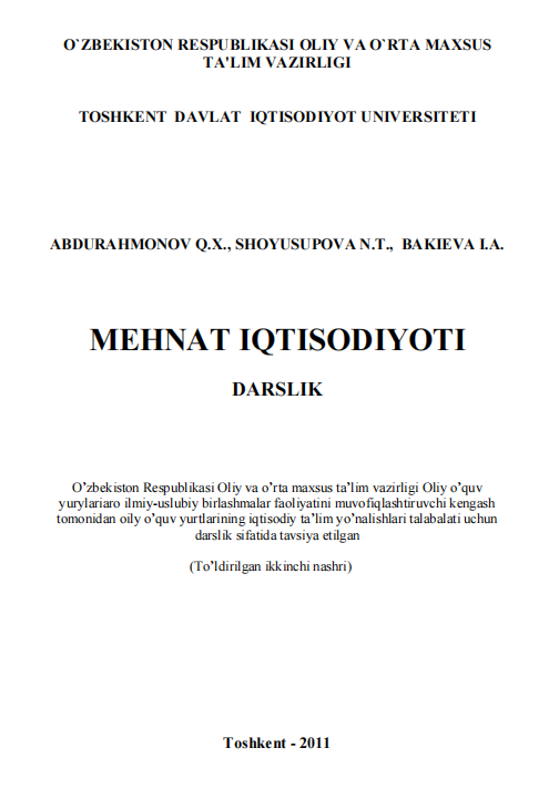 еhnat iqtisodiyoti. Darslik. 