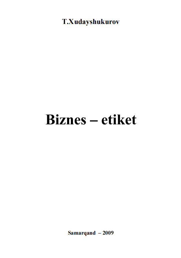 Biznes-etiket. Darslik. 