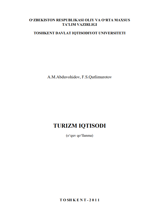  Turizm iqtisodi. O'quv qo'llanma. 