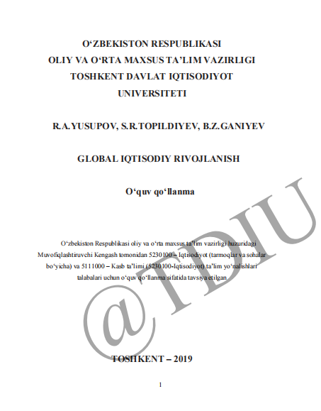  Global iqtisodiy rivojlanish. O'quv qo'llanma.