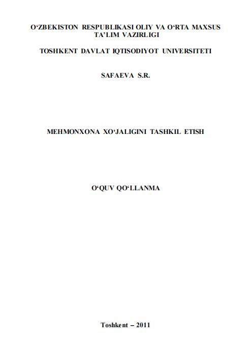  Mehmonxona xo'jaligini tashkil etish.