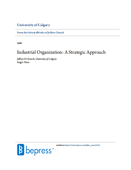  Industrial Organization-A Strategic Approach. 