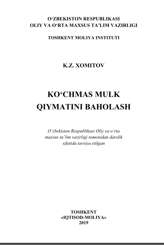  Ko'chmas mulk qiymatini baholash.
