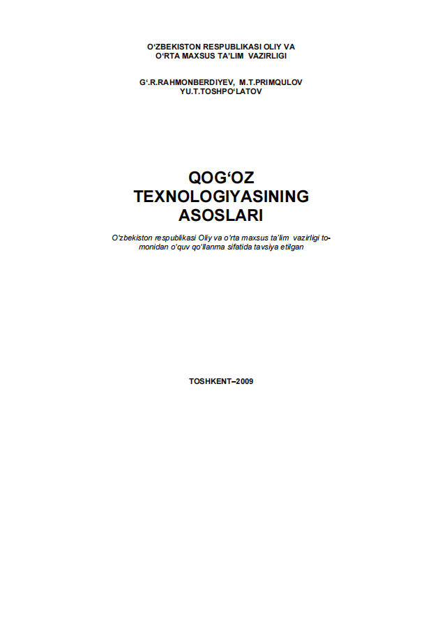 Qog'oz texnologiyasining asoslari