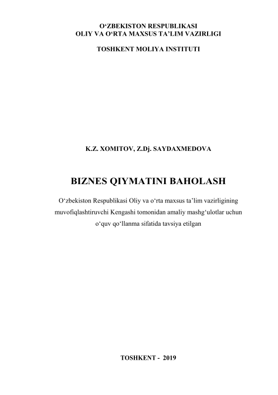 Biznes qiymatini baholash.