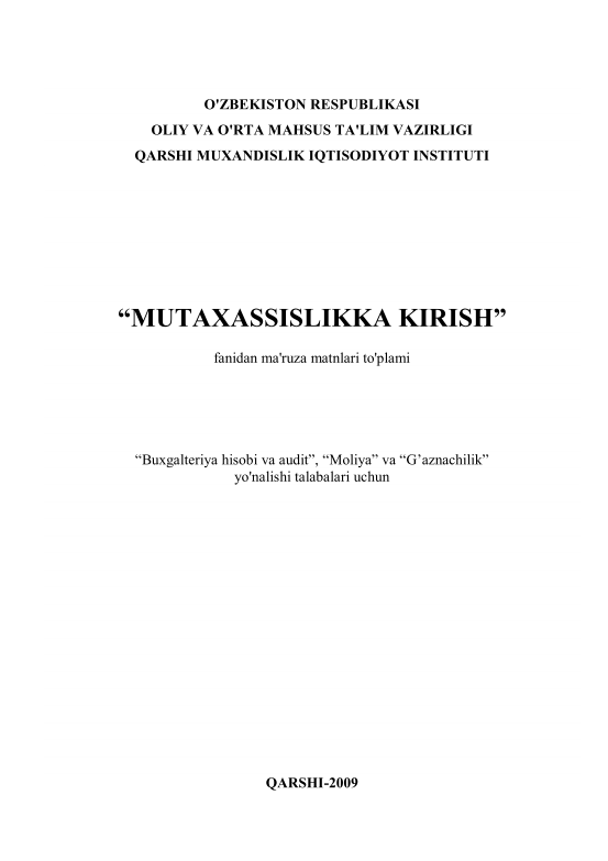 Mutaxassislikka kirish.