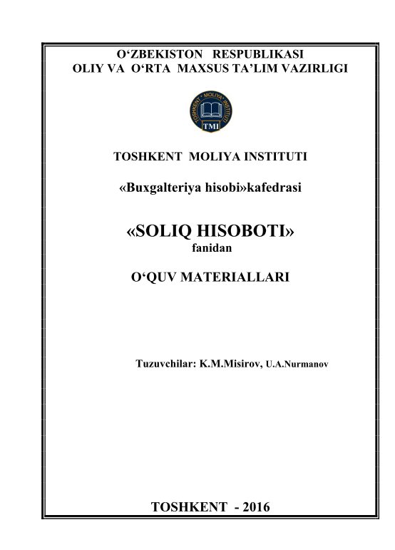 Soliq hisoboti. 