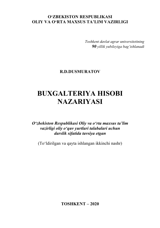  Buxgalteriya hisobi nazariyasi. 