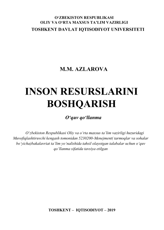  Inson resurslarini boshqarish.