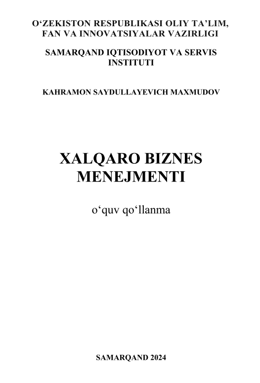Xalqaro biznes menejmenti.