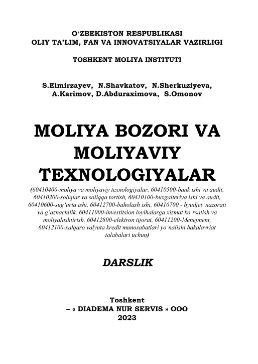 Moliya bozori va moliyaviy texnologiyalar.