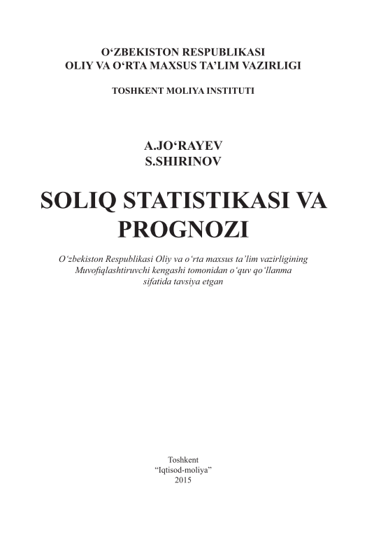 Soliq statistikasi va prognozi