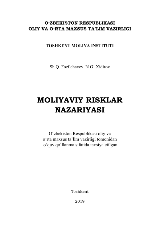 Moliyaviy risklar nazariyasi