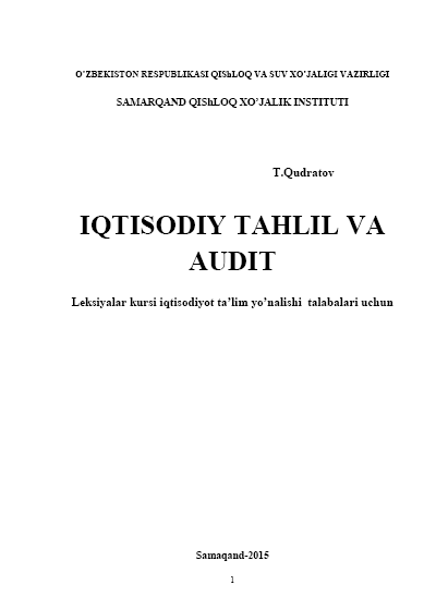 Iqtisodiy tahlil va audit.