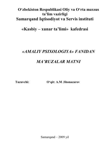 Amaliy psixologiya 
