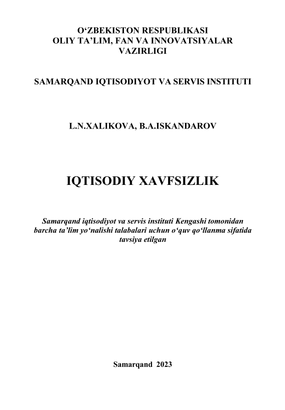  Iqtisodiy xavfsizlik. 