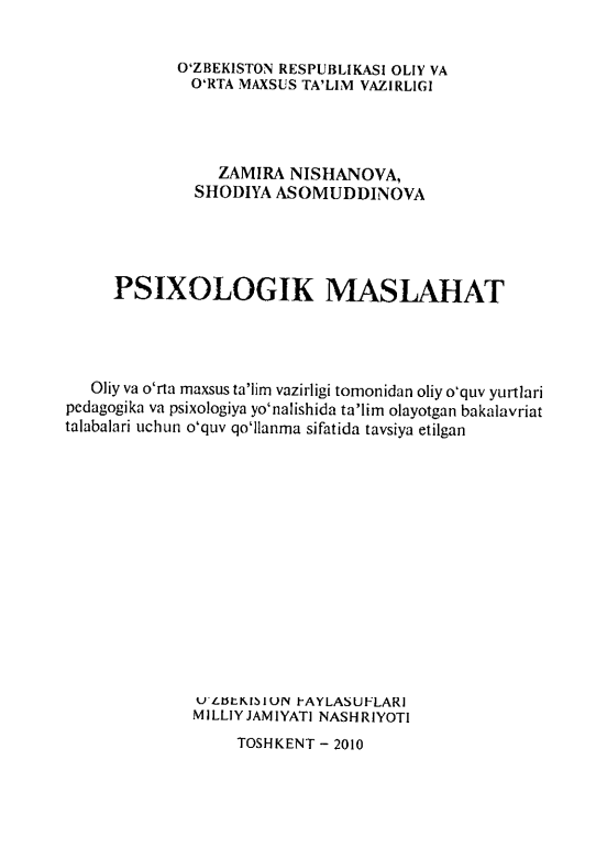 PSIXOLOGIK MASLAHAT 