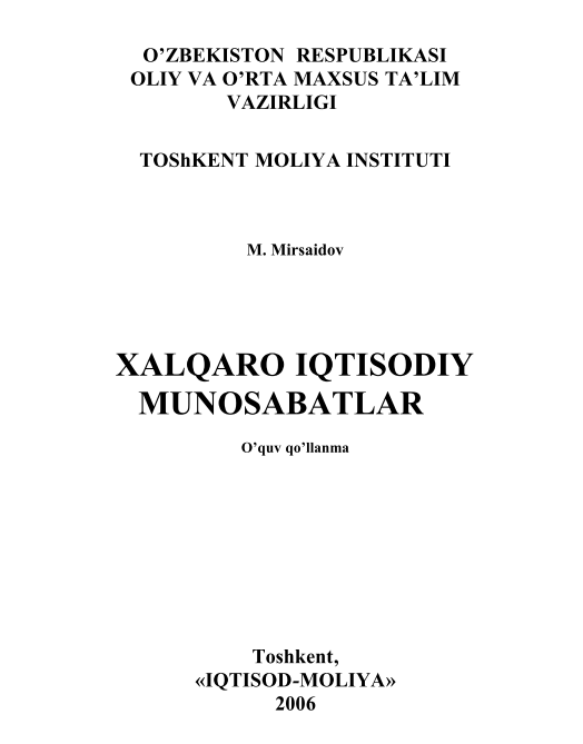 Хalqaro iqtisodiy munosabatlar