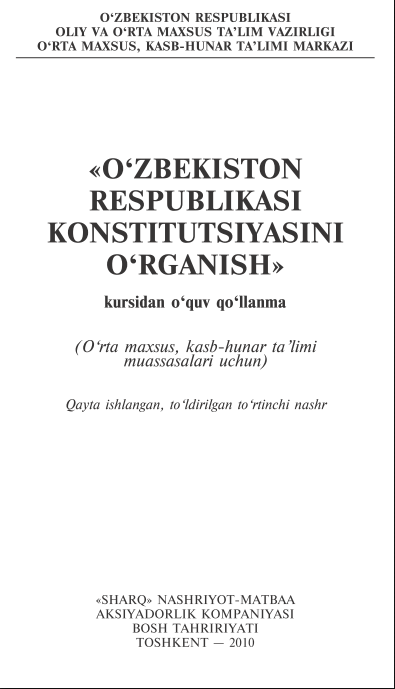 O'zbekiston respublikasi konustitutsiyasini o'rganish