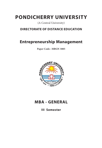  Entrepreneurship Management