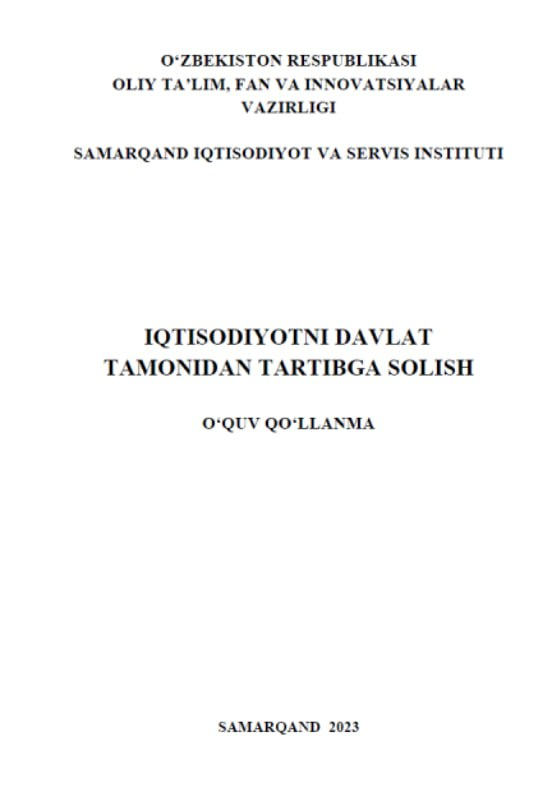  Iqtisodiyotni davlat tomonidan tartibga solish